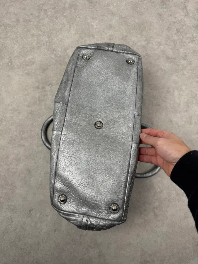 2000s Yves Saint Laurent Muse Silver Grain Leather Handle Bag tNtOOVK 5