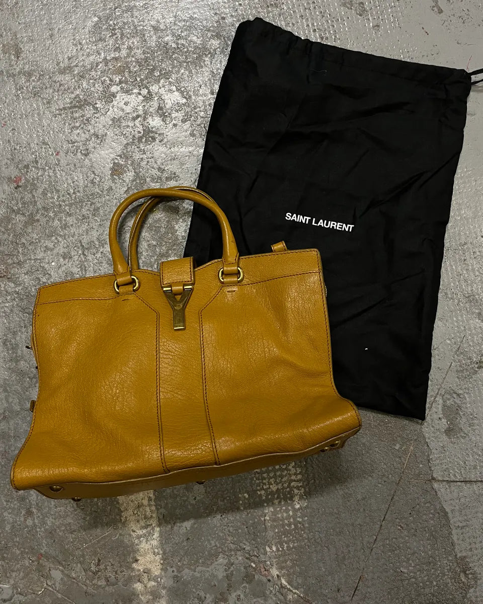 2000s Yves Saint Laurent Mustard Leather Y-Logo Handle Bag qFuzDmi 1