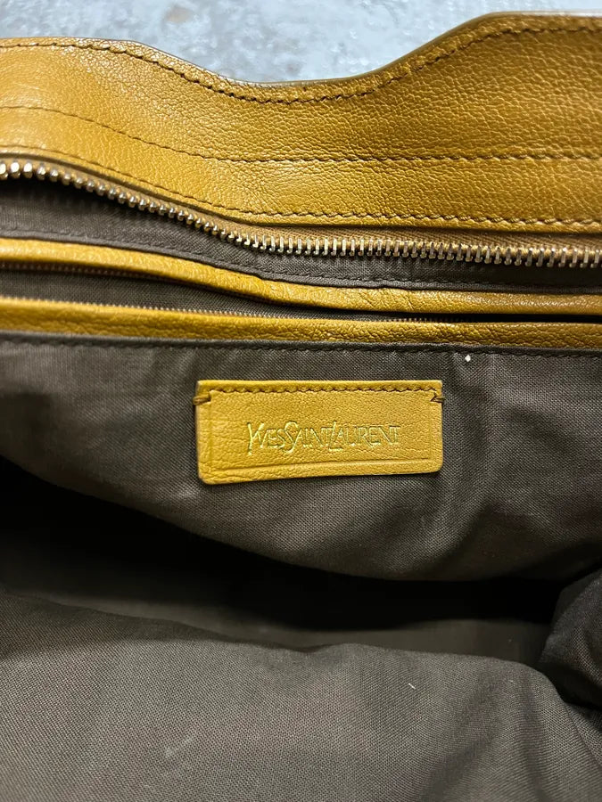 2000s Yves Saint Laurent Mustard Leather Y-Logo Handle Bag qFuzDmi 10