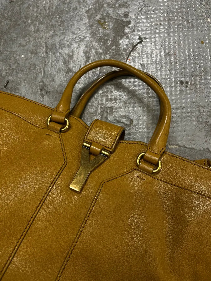 2000s Yves Saint Laurent Mustard Leather Y-Logo Handle Bag qFuzDmi 5