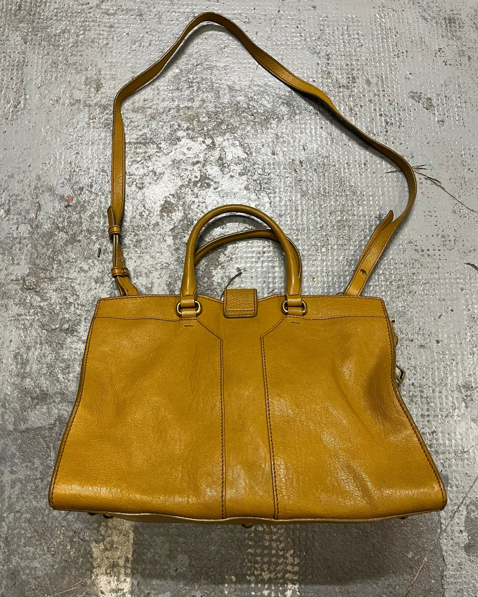 2000s Yves Saint Laurent Mustard Leather Y-Logo Handle Bag qFuzDmi 8