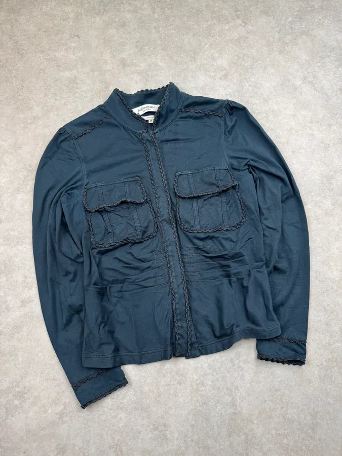 2000s Yves Saint Laurent Navy Embroidered Cargo Shirt Jacket fCaNuJt 3