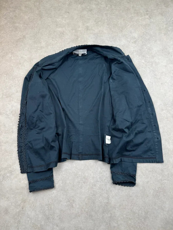 2000s Yves Saint Laurent Navy Embroidered Cargo Shirt Jacket fCaNuJt 6
