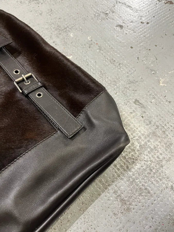 2000s Yves Saint Laurent Pony Hair Black & Brown Shoulder Bag WYBZkgl 5