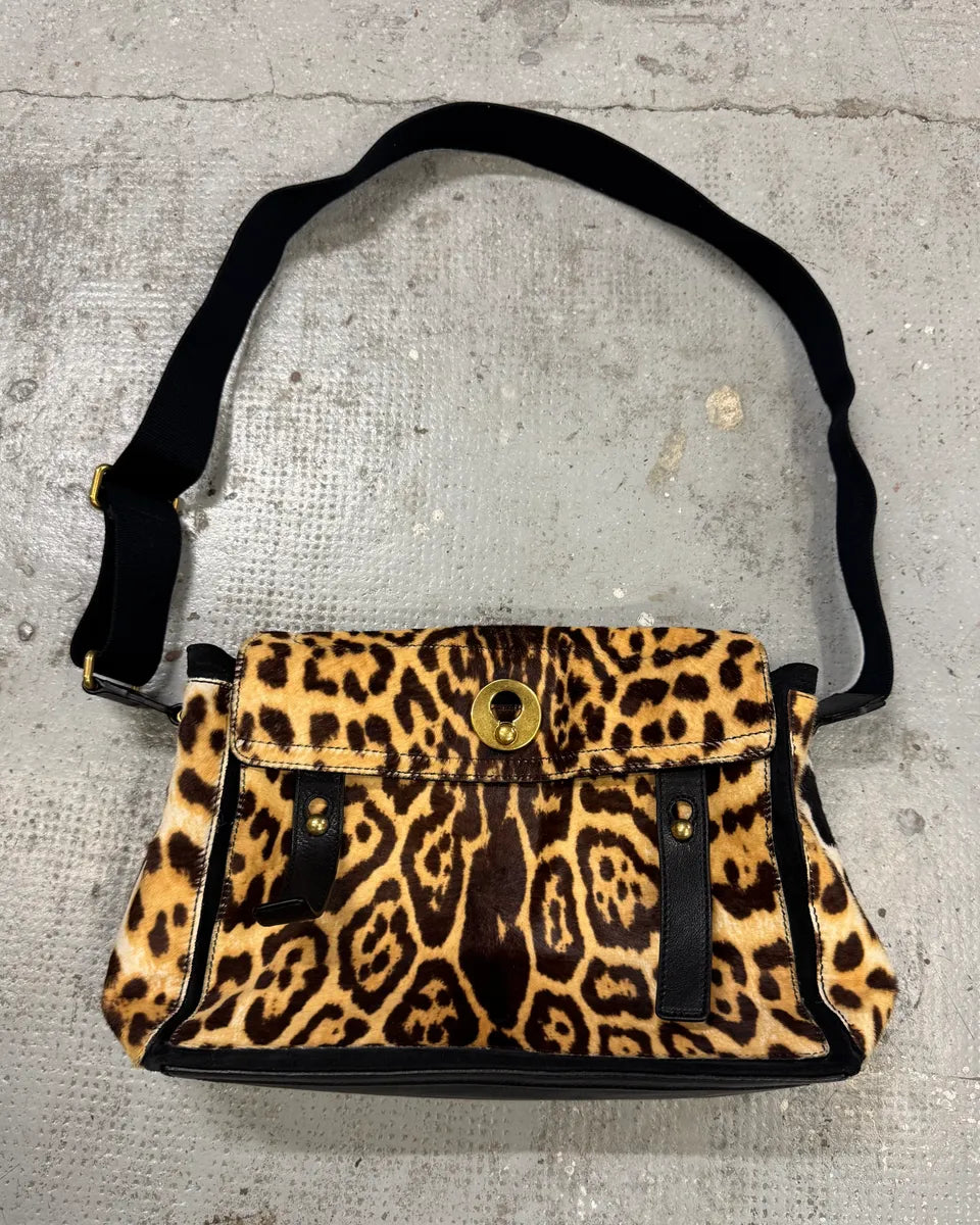 2000s Yves Saint Laurent Pony Hair Leopard Leather Shoulder Bag VwTEGZu 0