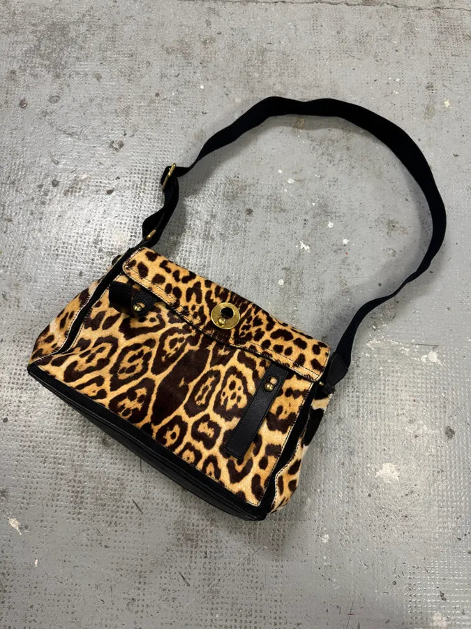 2000s Yves Saint Laurent Pony Hair Leopard Leather Shoulder Bag VwTEGZu 2
