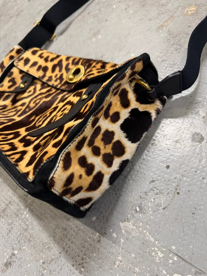 2000s Yves Saint Laurent Pony Hair Leopard Leather Shoulder Bag VwTEGZu 3