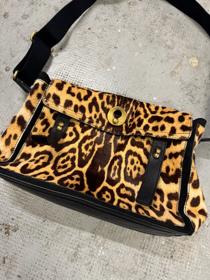 2000s Yves Saint Laurent Pony Hair Leopard Leather Shoulder Bag VwTEGZu 4