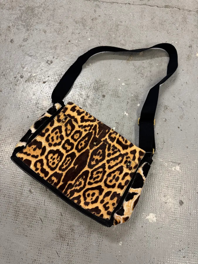 2000s Yves Saint Laurent Pony Hair Leopard Leather Shoulder Bag VwTEGZu 6