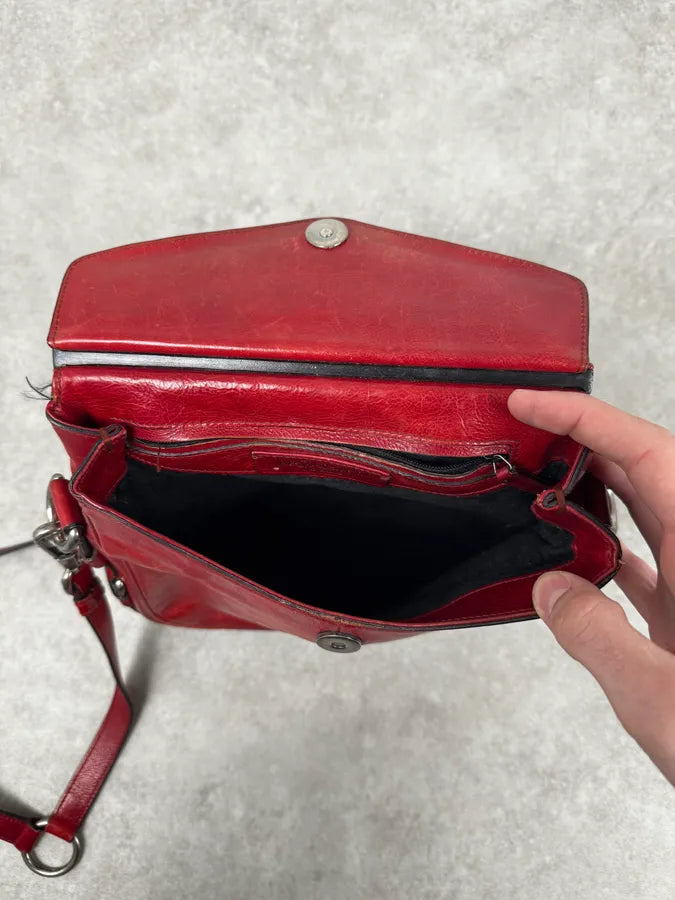 AW2002 Yves Saint Laurent Red Leather Shoulder Bag zsJRQtW 10