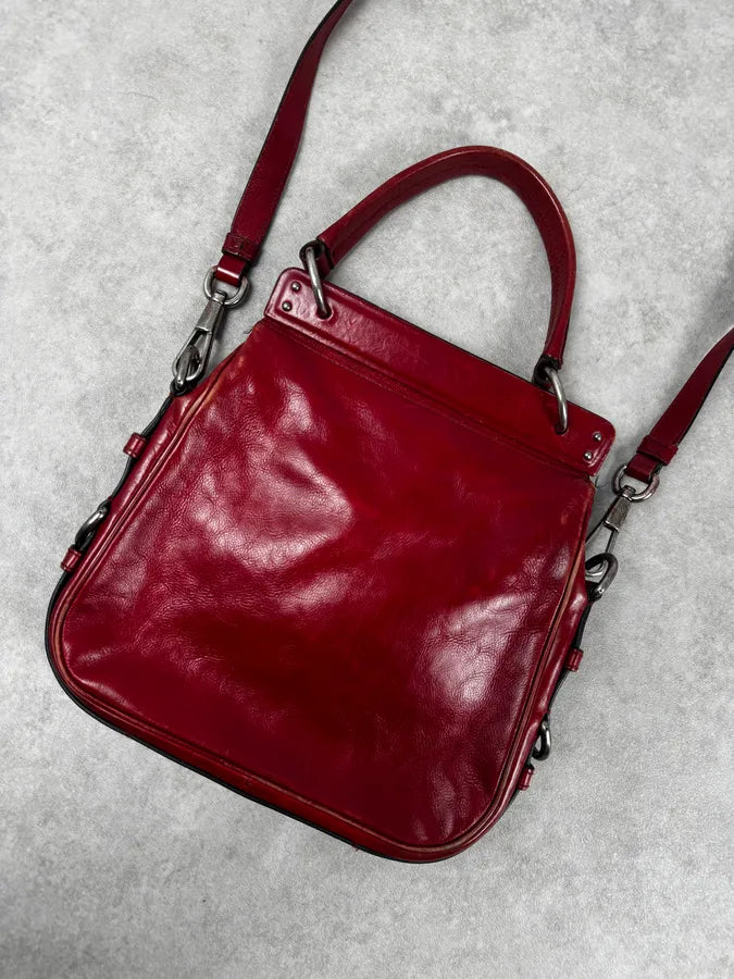 AW2002 Yves Saint Laurent Red Leather Shoulder Bag zsJRQtW 5
