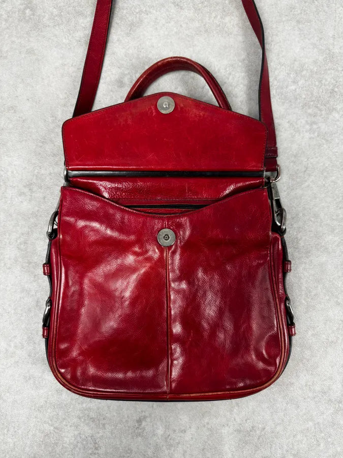 AW2002 Yves Saint Laurent Red Leather Shoulder Bag zsJRQtW 6