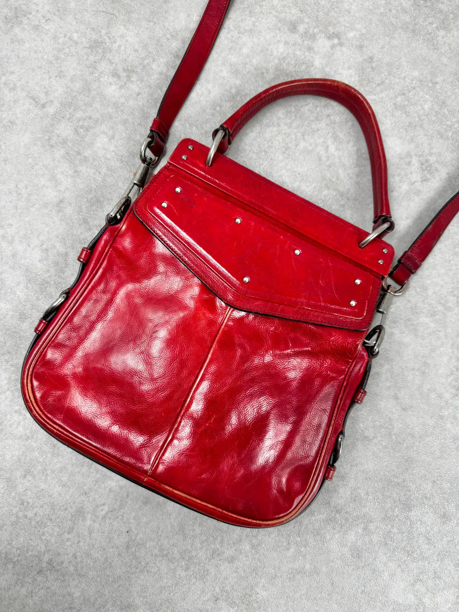 AW2002 Yves Saint Laurent Red Leather Shoulder Bag zsJRQtW 4