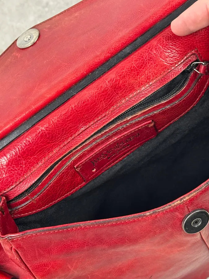 AW2002 Yves Saint Laurent Red Leather Shoulder Bag zsJRQtW 11