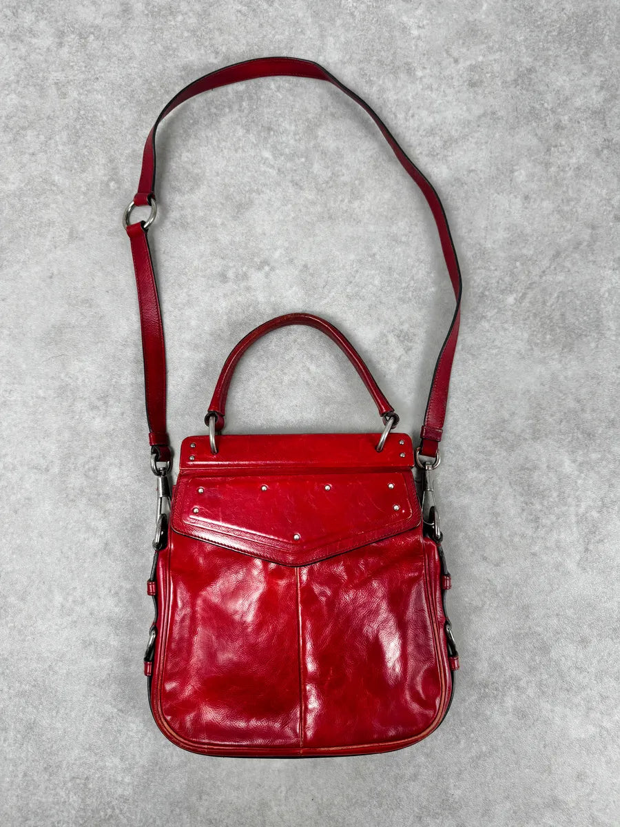 AW2002 Yves Saint Laurent Red Leather Shoulder Bag zsJRQtW 0
