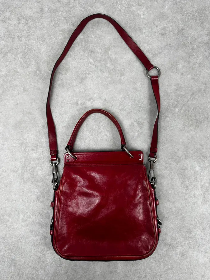 AW2002 Yves Saint Laurent Red Leather Shoulder Bag zsJRQtW 1