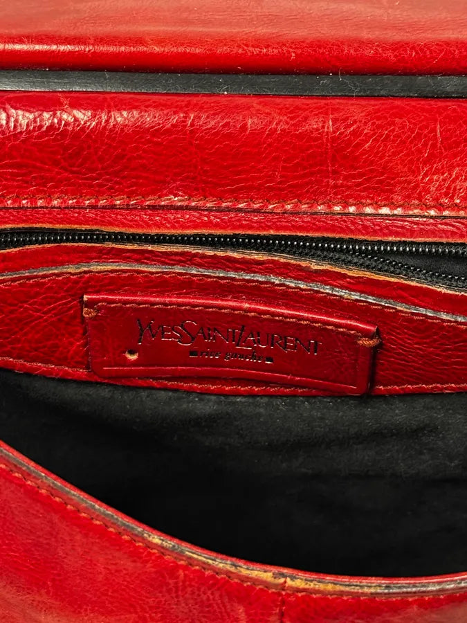 AW2002 Yves Saint Laurent Red Leather Shoulder Bag zsJRQtW 12