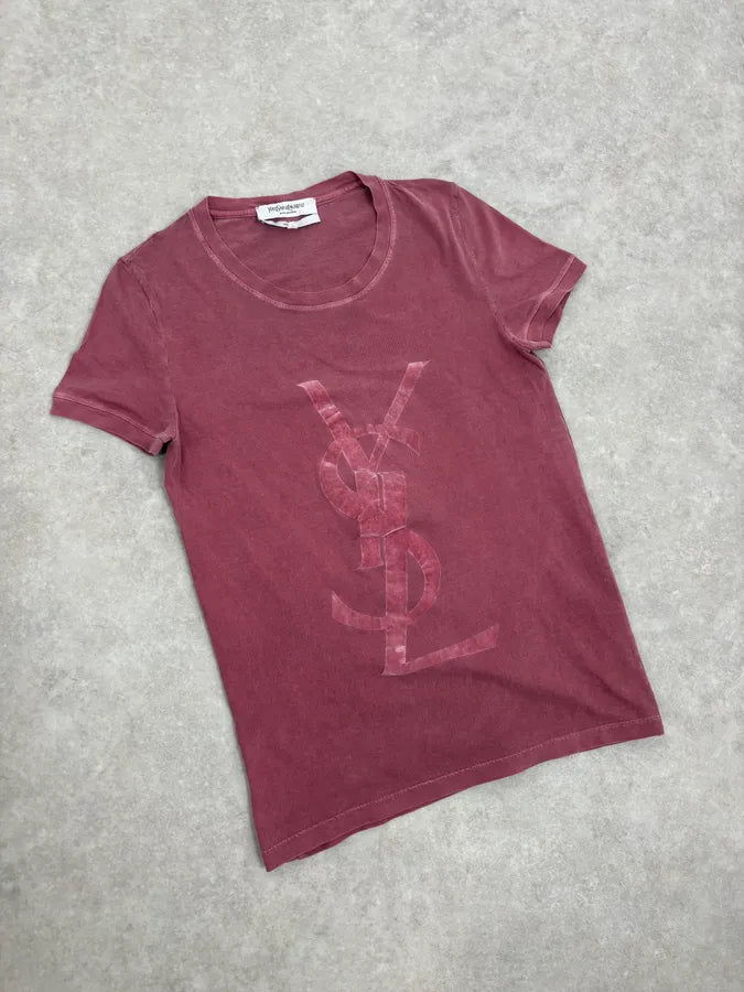 2000s Yves Saint Laurent Faded Red Propaganda T-Shirt vPzVxOX 3