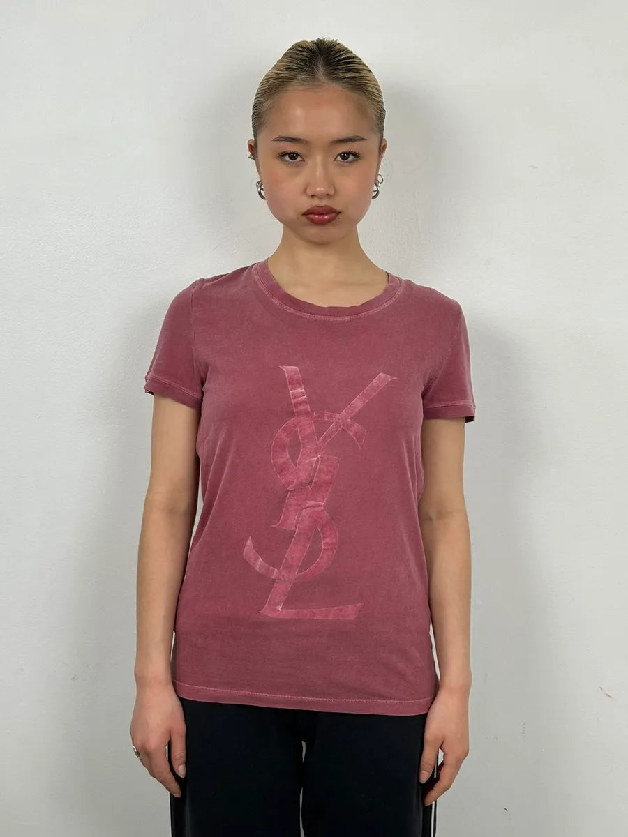 2000s Yves Saint Laurent Faded Red Propaganda T-Shirt vPzVxOX 1