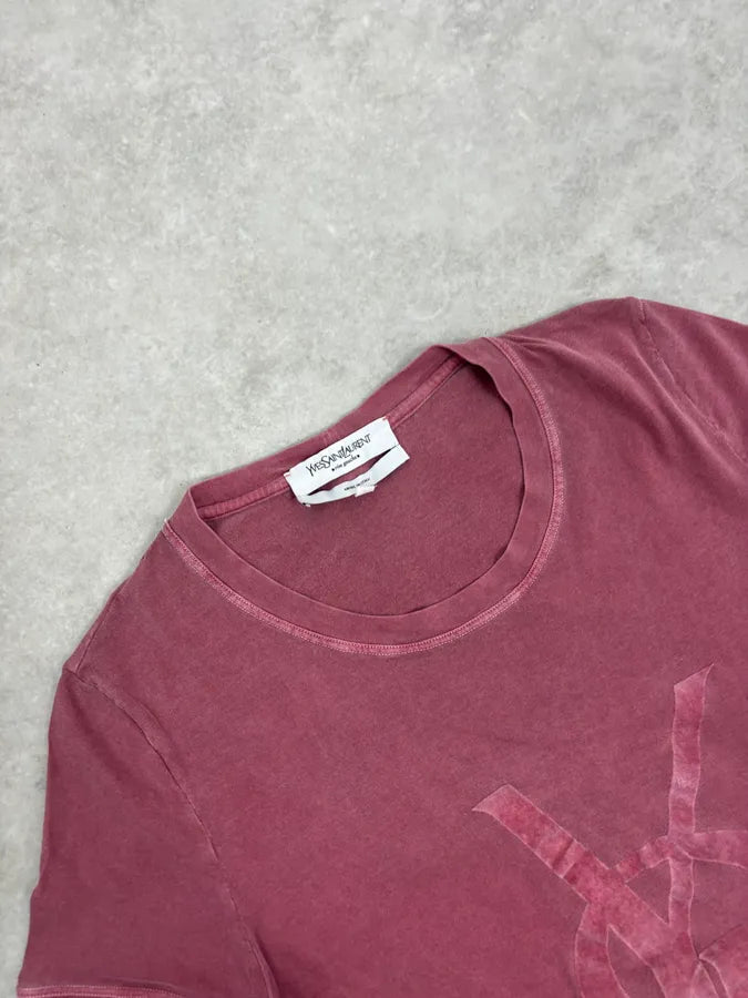 2000s Yves Saint Laurent Faded Red Propaganda T-Shirt vPzVxOX 4
