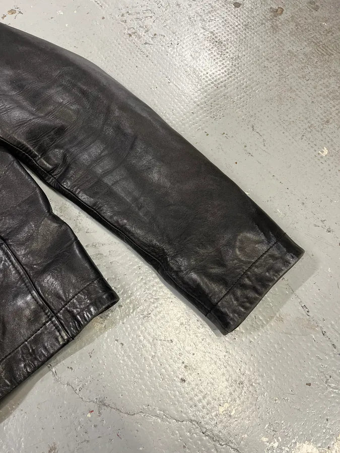 AW2001 Yves Saint Laurent Rive Gauche Asymmetrical Black Leather Jacket LOWiHOF 5
