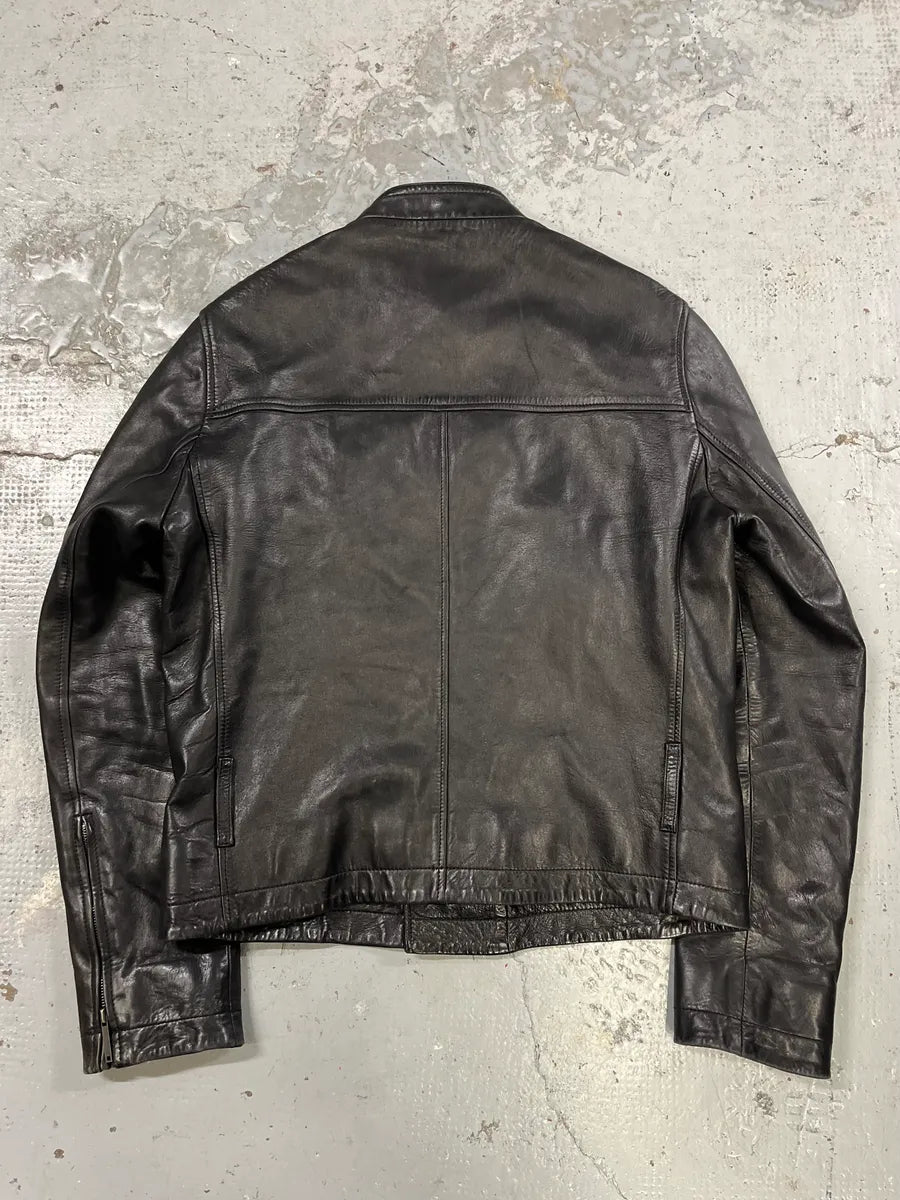 AW2001 Yves Saint Laurent Rive Gauche Asymmetrical Black Leather Jacket LOWiHOF 6