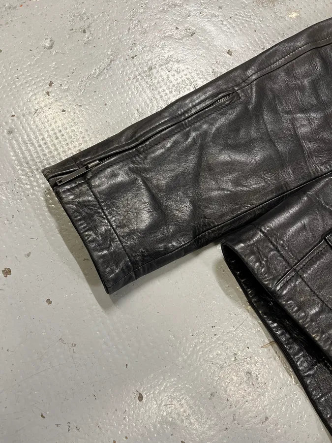 2000s Yves Saint Laurent Rive Gauche Asymmetrical Black Leather Jacket LOWiHOF 7