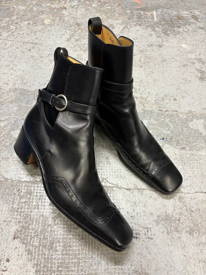 2000s Yves Saint Laurent Rive Gauche Black Leather Ankle Boots SQqrZUr 4