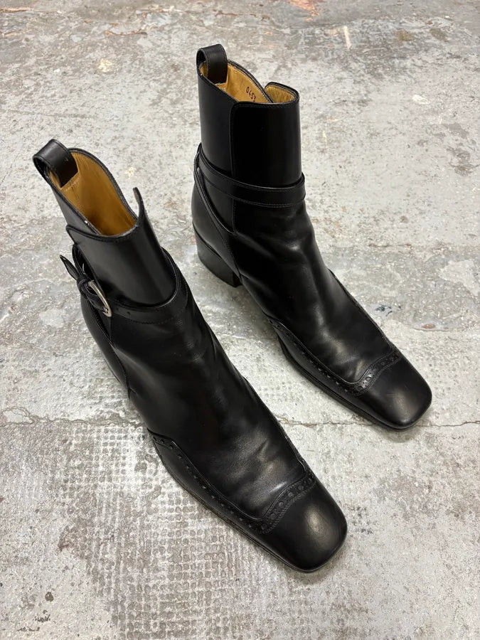 2000s Yves Saint Laurent Rive Gauche Black Leather Ankle Boots SQqrZUr 2