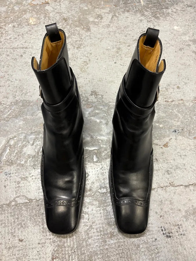 2000s Yves Saint Laurent Rive Gauche Black Leather Ankle Boots SQqrZUr 1