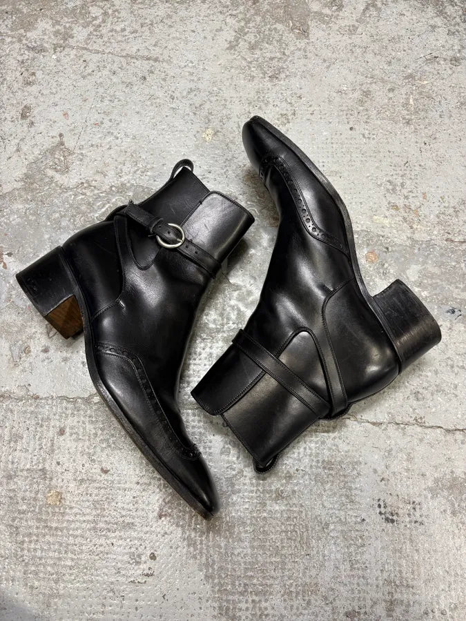 2000s Yves Saint Laurent Rive Gauche Black Leather Ankle Boots SQqrZUr 5