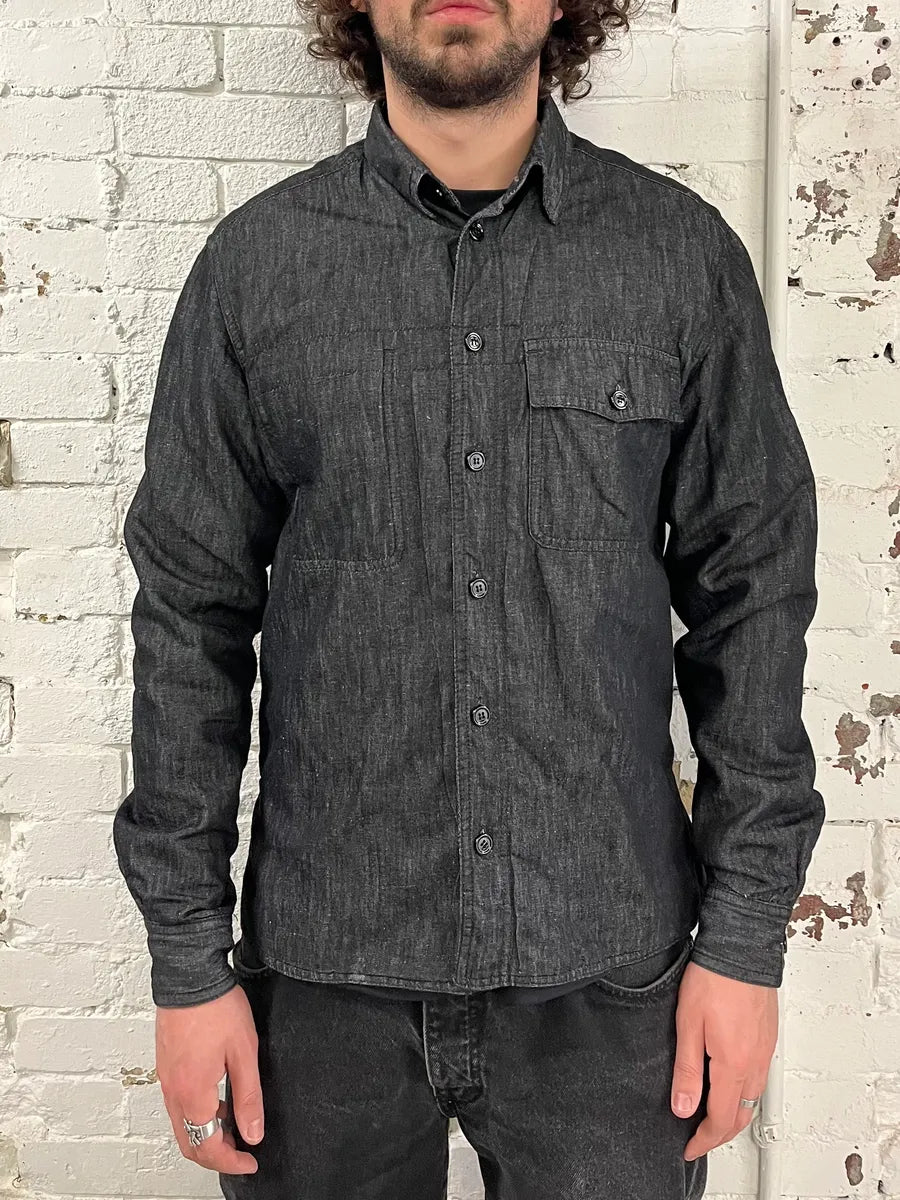 2000s Yves Saint Laurent Rive Gauche Grey Denim Shirt UGpEPdS 1