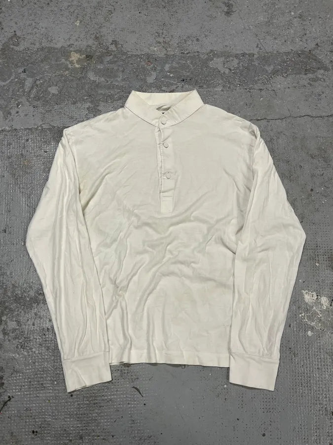 2000s Yves Saint Laurent Rive Gauche White Henley Mao Shirt NEBKMjl 1
