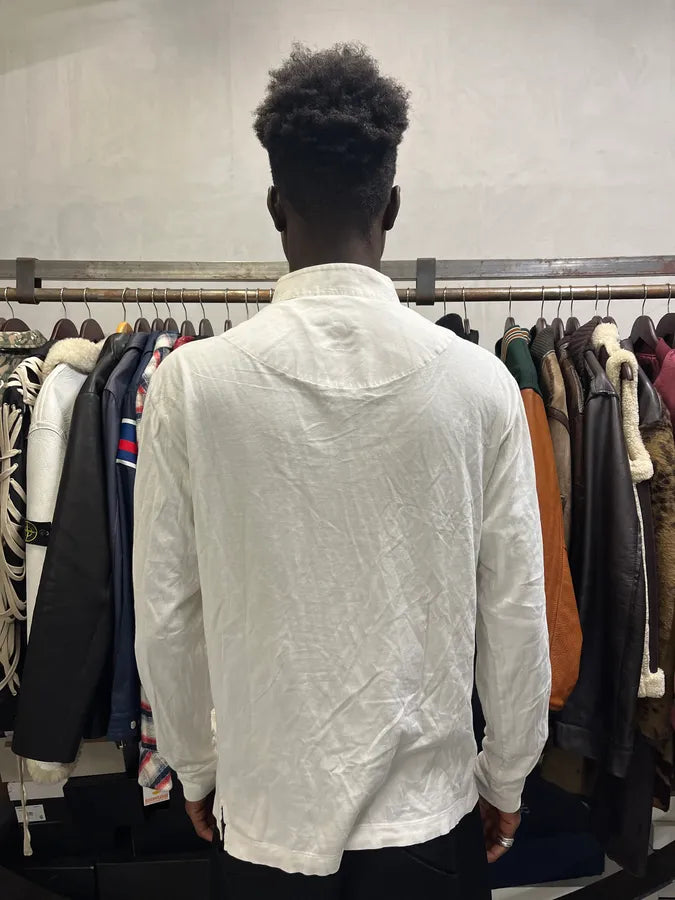 2000s Yves Saint Laurent Rive Gauche White Henley Mao Shirt NEBKMjl 2