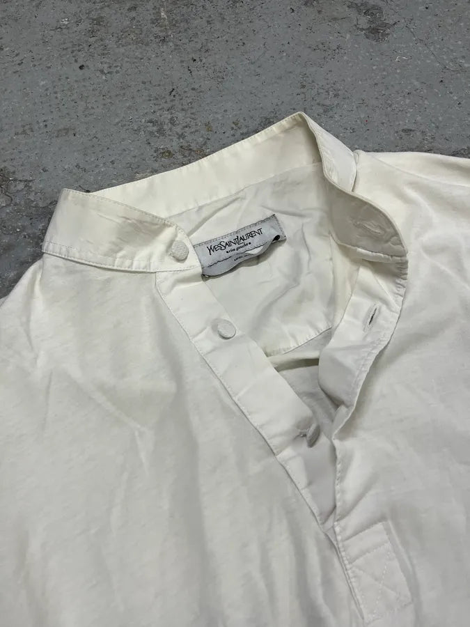 2000s Yves Saint Laurent Rive Gauche White Henley Mao Shirt NEBKMjl 6