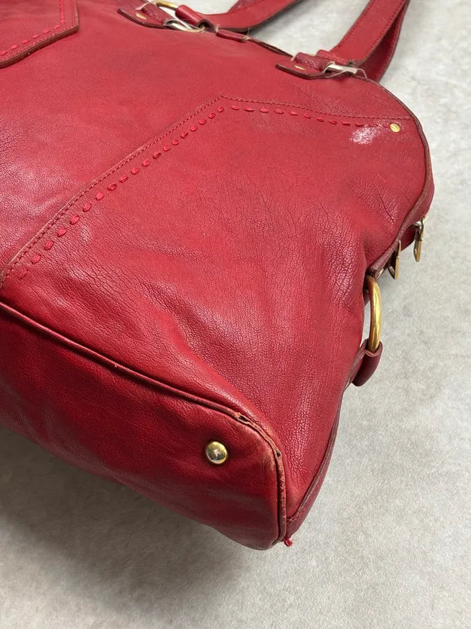 AW2009 Yves Saint Laurent Muse Red Leather Handle Bag pgIhlXC 9