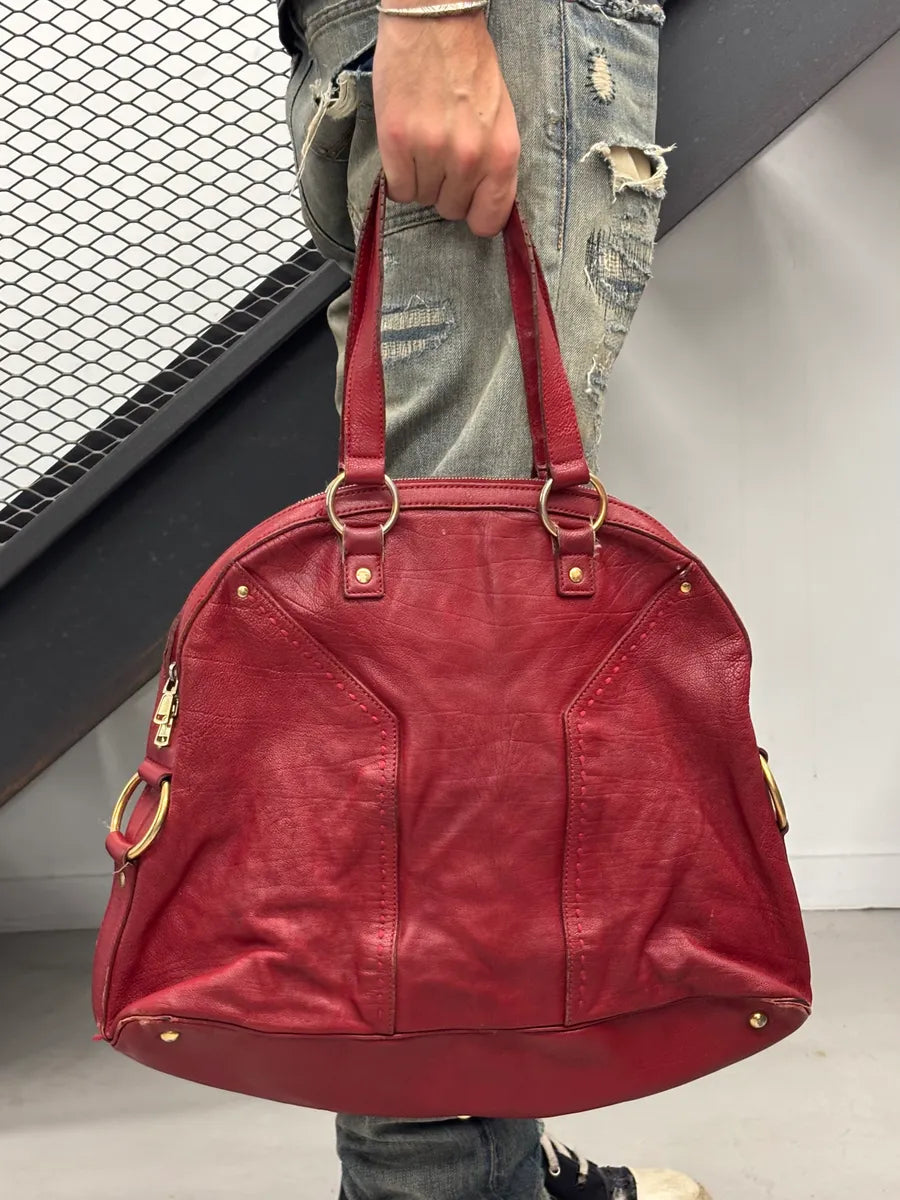 AW2009 Yves Saint Laurent Muse Red Leather Handle Bag pgIhlXC 2