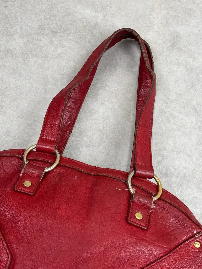 AW2009 Yves Saint Laurent Muse Red Leather Handle Bag pgIhlXC 14