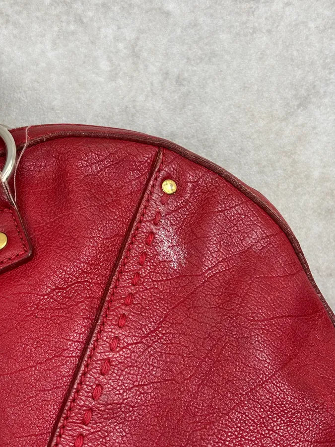 AW2009 Yves Saint Laurent Muse Red Leather Handle Bag pgIhlXC 6