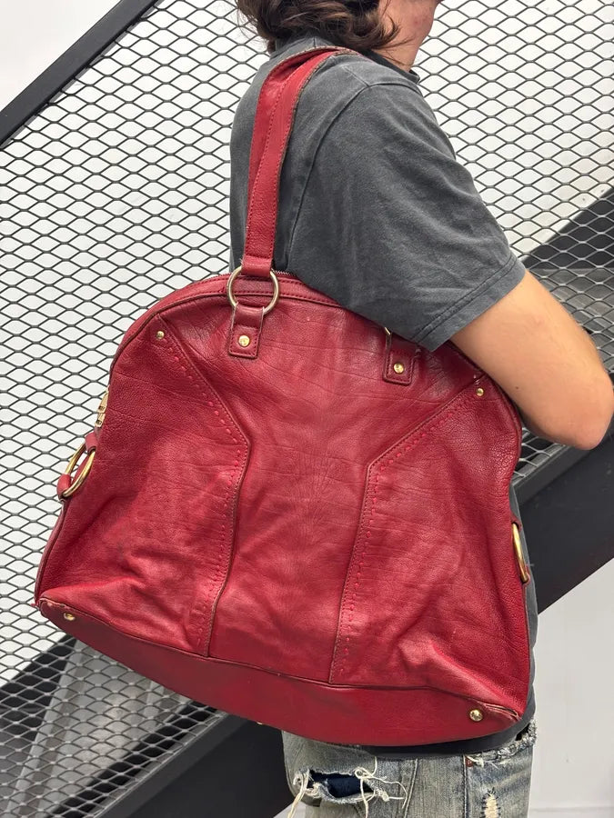 AW2009 Yves Saint Laurent Muse Red Leather Handle Bag pgIhlXC 3