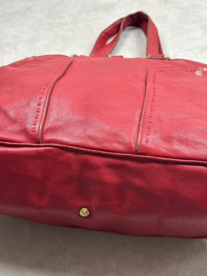 AW2009 Yves Saint Laurent Muse Red Leather Handle Bag pgIhlXC 12