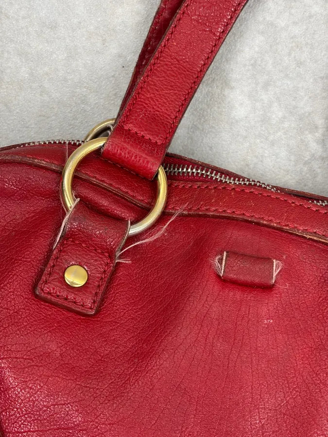 AW2009 Yves Saint Laurent Muse Red Leather Handle Bag pgIhlXC 5