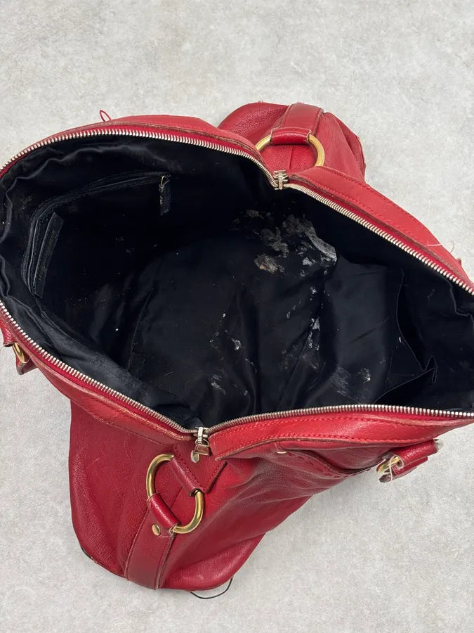 AW2009 Yves Saint Laurent Muse Red Leather Handle Bag pgIhlXC 23