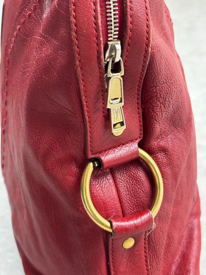 AW2009 Yves Saint Laurent Muse Red Leather Handle Bag pgIhlXC 13