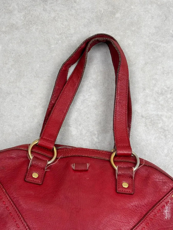 AW2009 Yves Saint Laurent Muse Red Leather Handle Bag pgIhlXC 4