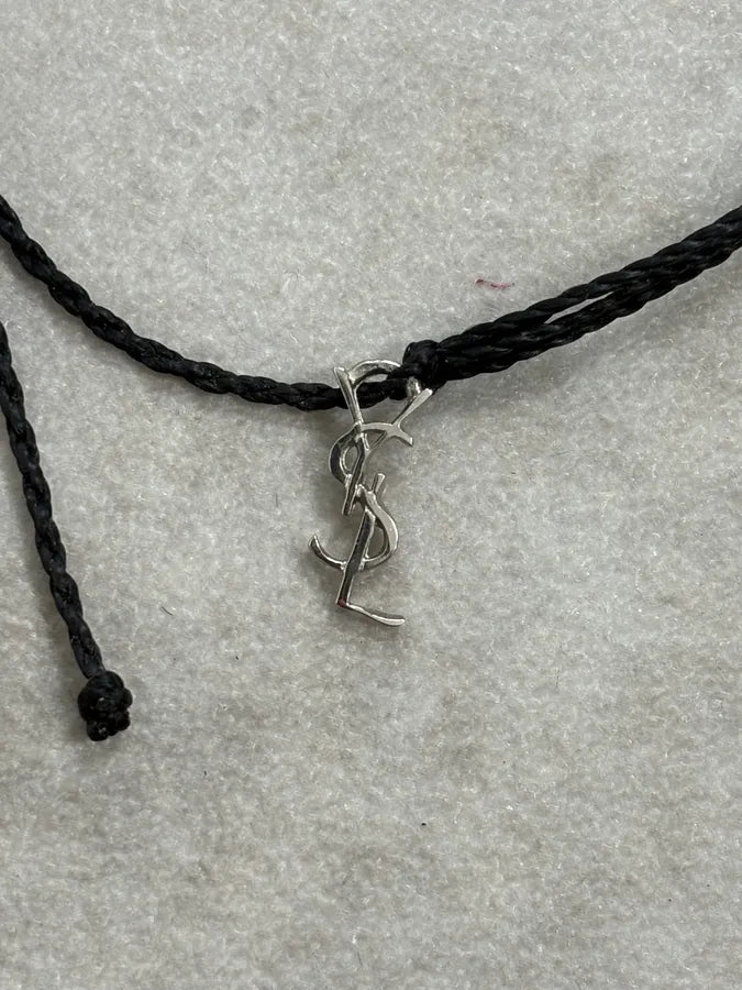 2000s Yves Saint Laurent Silver Cord Logo Charm Bracelet SHmyLBK 4