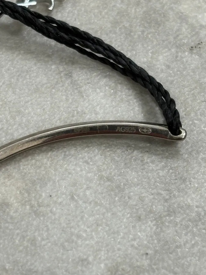 2000s Yves Saint Laurent Silver Cord Logo Charm Bracelet SHmyLBK 5
