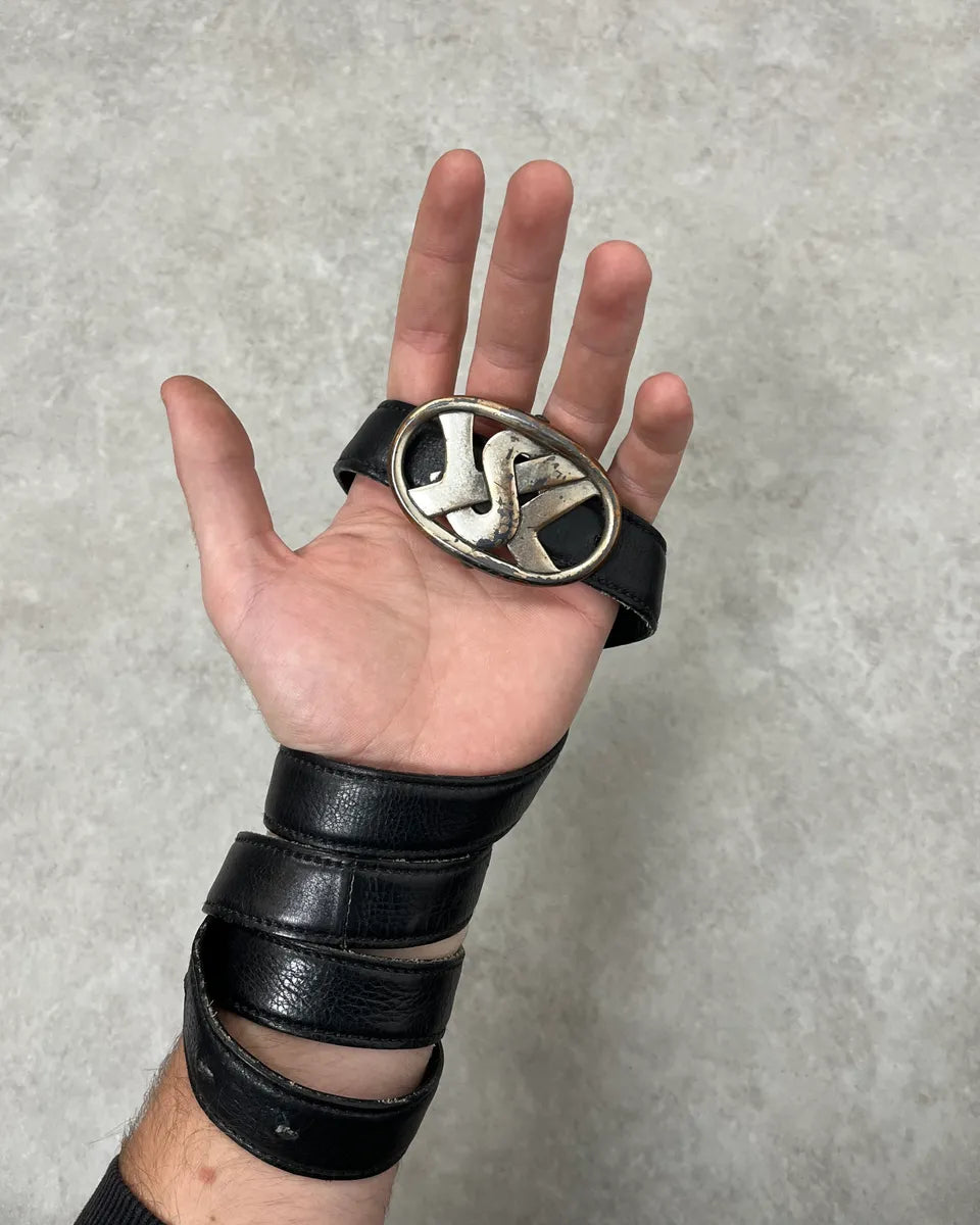 2000s Yves Saint Laurent Small YSL Buckle Black Leather Belt pGLQWDB 0