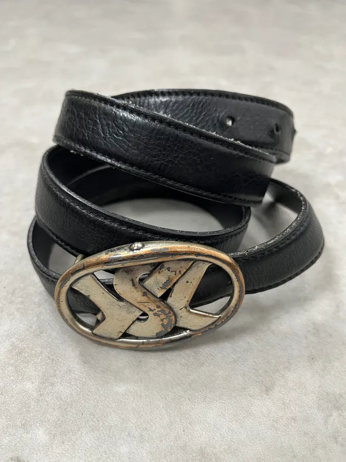 2000s Yves Saint Laurent Small YSL Buckle Black Leather Belt pGLQWDB 2