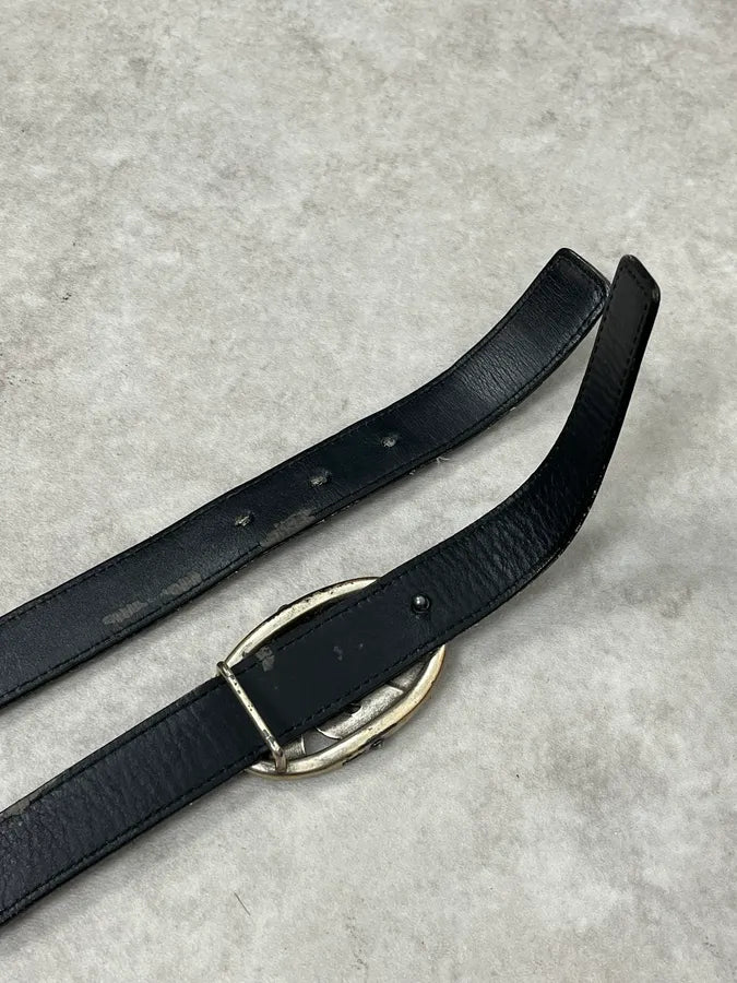 FW2003 Yves Saint Laurent Small YSL Buckle Black Leather Belt pGLQWDB 5